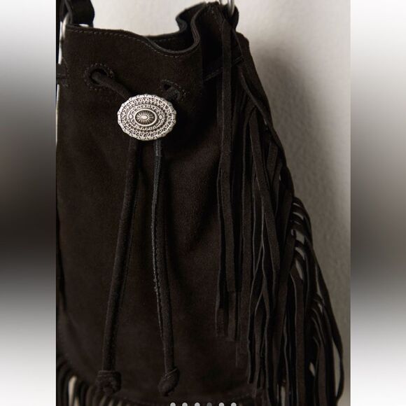 Free People Calamity Suede Fringe Crossbody Bag in Black - Picture 4 of 7